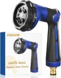 FANHAO Pistola da Giardino, 100% metallo Pistola Irrigazione Giardino, Pistola Acqua Giardino con 8 Modalità Regolabili per Doccia Giardino, Lavaggio auto, Pulizia Marciapiede e Pet Balneazione, Blu