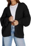 Cakulo Womens Oversized Chunky Cardigan Sweaters Open Front Long Cardigans Fall Coatigan 2025 Knit Sweater Coats Black M