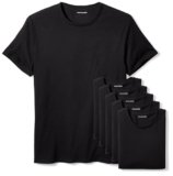 Amazon Essentials Men’s Cotton Crew Neck Undershirts, Versatile Soft Basics, Pack of 6, Black, Large