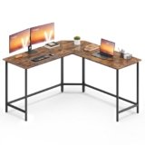 VASAGLE Scrivania per Computer a Forma di L, 140 x 140 x 76 cm, Scrivania ad Angolo, per Ufficio Studio, Marrone Vintage e Nero Inchiostro LWD73XV1