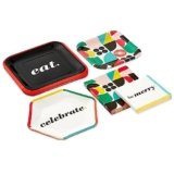 Hallmark Bold Black, White and Red Party Supplies (16 Dinner Plates, 8 Square Dessert Plates, 8 Hexagonal Dessert Plates, 16 Dinner Napkins, 16 Beverage Napkins) “Eat, Celebrate, Be Merry”