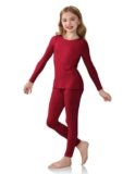 Arshiner Girls Thermal Underwear Set Kids Long Sleeve Base Layer Top Bottom and Leggings Sets Red 7-8 Years