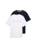 TOM TAILOR T-Shirt da Uomo con Stampa, Confezione da 2, 20000 – Bianco., XS