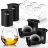 Clear Ice Cube Maker, 2.5″ Stainless Steel Ice Ball Maker Mold for Whiskey & Cocktails, Non-BPA Premium Silicone Ice Cube Molds, Easy-Release Sphere Ice Maker, Bourbon Gifts for Men (2 PACK)