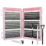 KEYRI 580 Pezzi Ciglia Finte Naturali Individual Eyelashes 30-40-50-60-80-100D Curl con Separatore per Ciglia, Spazzolino e Pinzette Cluster Lashes per Ragazze e Donne