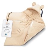 Coperta Mussola sacco ovetto 90×90 cm – swaddle neonato 0-6 mesi o copertina per passeggino bebe per seggiolino auto bambino universale e lavabile Beige chiaro