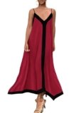 PRETTYGARDEN Women’s 2025 Summer Maxi Dress Sleeveless V Neck Spaghetti Strap Flowy Elegant Holiday Party Dresses (Wine Red,X-Large)
