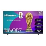 Hisense 75″ QD7 Mini-LED 4K Smart Fire TV – QLED, 144Hz, HDR10+, Dolby Vision/Atmos, Game Mode Pro, Alexa Built-in (75QD7QF)
