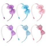 Cerchietti Fiocco Glitterato per Bambine, 6 Pezzi Principessa Cerchietti Arcobaleno, Alice Fasce Antiscivolo Dentini, Cerchietti Capelli in Plastica, Accessori Capelli per Adolescenti