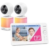 VTech Baby monitor video con schermo LCD a colori da 7″, 2 telecamere, telecamera orientabile con zoom, luce notturna multicolore touch, ninne nanne e suoni rilassanti, Divisione schermo: VM7468-2
