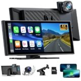 Autoradio Portatile con A-pple Carplay Android Auto con Dash Cam Anteriore Posteriore 4K+1080P, Wireless Autoradio 9,26 Pollici Touchscreen, Car Audio Radio con Mirror Link/Bluetooth 5.0/FM/AUX/64G TF