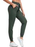 CNBQDD Women’s Joggers Pants Drawstring Elastic Waist Sweatpants for Women with Pockets Stretch Tapered Pants for Women Gym Workout Yoga Running Olive Green 2XL/27L