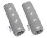 Medi Partners Copri Cintura di Sicurezza 2 Pezzi Auto Copricintura Bambini Car Cuscino 17x22cm 100% Cotone Minky Cinture Kids Copri Seggiolino Protezione (Stelle grigie con grigio Minky)