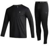 Spyder Mens Thermal Top and Bottom Set – 2 Piece Fleece Lined Thermal Shirts for Men and Long Johns Leggings Base Layer Set, Size Medium, Black