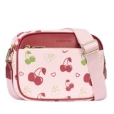 BOSTANTEN Quilted Crossbody Bags for Women Vegan Leather Purses Small Shoulder Handbags with Wide Strap Cherry