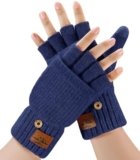 CHENMEI Winter Fingerless Gloves for Men Women – Mittens Finger Wool Gloves with Flip,Warm Half Finger Knitted Cold Weather