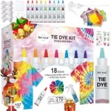 Art+soul 18 Colors Tie Dye Kit with Bonus Tie Dye Powder Refiils Packs,DIY Fabric Dyeing Kit Includes Rubber Bands, Gloves, Guide Book Perfect for Arts & Crafts, Family Party, Birthday Gifts