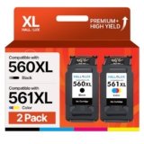 HALLOLUX PG-560XL CL-561XL Sostituzione per Cartucce Canon 560 561 XL per Canon Pixma TS7450i TS5350i TS7450a TS5350 TS5351i TS7450 TS7451i TS5350a TS5351 (Nero e Colore, 2-Pack)