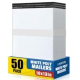 LINSIRON 50 Pcs Poly Mailers Shipping Bags 10×13 Inch Packaging Clothes Polymailers Envelopes Mailing Package Self Seal Shipping Envelopes Waterproof Poly Bags Small Business Supplies Package White