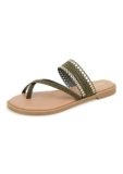 Kensie Women’s Maddy-B Flat Sandal, Olive, 8