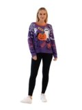 Blizzard Bay Women’s Halloween Crew Neck, Long Sleeve, Sweater, Royal Purple Boo, XX-Large