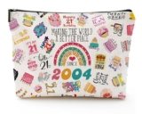 21st Birthday Gifts for Her Makeup Bag, Cute 2004 Happy 21st Birthday Decorations for Her, 21 Year Old Birthday Gifts Party Favors for Daughter, Sister, Female, Teenage Girls, Cosmetic Travel Pouch