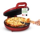 NutriChef Forno Pizza, Cuoci Pizza, Uova, Toast, Pancake e Piadina, 1500 Watt, 30 cm, Manici Termici Salvaspazio, Rosso