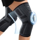CAMBIVO 2 Pezzi Tutore Ginocchio con Stabilizzatori Laterali In PMMA e Gel Pad Rotulea, Ginocchiera Ortopedica Compressione Elastica per Legamenti, Menisco, Sportivo, Palestra, Pallavolo