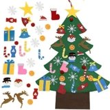 Patina DIY Felt Christmas Tree with Ornaments – 32Pcs Ornaments Xmas Decorations Wall Hanging Set Gifts Party Supplies