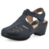 WHITE MOUNTAIN Women’s Vie Heeled Cut-Out Clog, Navy/BUC, 7.5 W