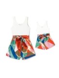 PATPAT Set completo completo per mamma e figlia, perfetto per vacanze, servizi fotografici, tempo libero, bianco, 3-4 Jahre