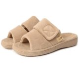 L.CNTOYK Women’s Fuzzy Adjustable Arch Support Slippers Open Toe House Shoes for Orthopedic Plantar Furry House Slide Slippers All Season Beige Color US7