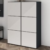 Mai & Mai Scarpiera da Ingresso 90x36x120cm, Scarpiera Portascarpe Armadio Scaffale 6 Ante + 12 Scomparti per Ingresso Soggiorno, Camera da Letto, Antracite opaco+Bianco opaco, Schuhschrank02