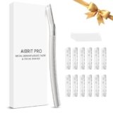 AIBRIT PRO Dermaplaning Tool for Face, Dermaplane Razor for Peach Fuzz with Metal Grip, Professional Eyebrow Razor for Women, Facial Razor for Women Silver (12 Replaceable Blades)