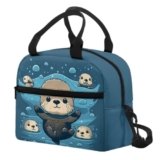 HELLHERO Sea Otter Lunch Bag for Girls Boys Kids 6-8 8-10 Insulated Lunch Bags Handy Tote Lunch Box Shoulder Handbag Meal Prep Organizer for Women Men Workout Office School Picnic