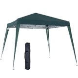 Outsunny Gazebo Pieghevole da Giardino 2.4×2.4m Struttura in Acciaio, Corde Antivento e Sacca di Trasporto, Verde