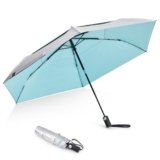 G4Free Travel Umbrella Ultralight UPF 50+ UV Protection Compact Sun Umbrella, Double Canopy Super Slim Small Portable Automatic Anti-bounce Close (Lake Blue)