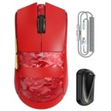 ATTACK SHARK X11 ULTRA Mouse da Gaming Wireless con Cavo C06 Ultra LED, Fibra di carbonio, MCU 54L15, PAW3950MAX, 59g, 8000Hz, BT/2.4G Wireless/Cablato, 210 Ore (Rosso + Grip Tape)