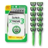 Schick Xtreme 3 Original Sensitive Disposable Razors for Men | Disposable Mens Razors for Shaving Sensitive Skin, 12ct