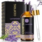 ODIFRIG Olio Essenziale Lavanda, 100 Ml, Oli Essenziali Naturale, Per Aromaterapia, Lampada Profumata, Massaggi, SPA, Bagno, Fai Da Te, Pipetta Inclusa