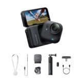 Insta360 GO Ultra Pack Famiglia Nero Notte- action cam mini 4K a mani libere, indossabile, superba in bassa luce, montala ovunque, stabilizzazione FlowState, 200 min di carica, impermeabile 10m