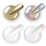 Allstarry Polvere per unghie cromata, 4 pezzi, pigmento iridescente olografico, effetto specchio, pigmento metallico, manicure, fai da te, casa, regali da donna