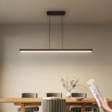 Coinmit Luce a Sospensione LED, 100cm/36W, 3000K-6000K Tre Temperature di Colore Regolabili con Telecomando, Lampada Sospensione Lineare per Sala Da Pranzo, Soggiorno, Nero