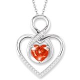 PopTopping Ruby07 Heart Necklace for Women, 925 Silver Necklace with Ruby Infinity Heart Pendant, Personalized Birthstone Necklace Anniversary Birthday Gifts for Wife, Girlfriend, Mom