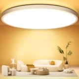 OUILA Ø50CM Plafoniera LED Soffitto 48W, 3000K Lampadario 4800LM Moderna Rotonda Lampadario LED Luce Soffitto IP44 Impermeabile per Camera da Letto, Cucina, Balcone, Ufficio, Soggiorno
