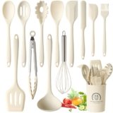 Omtofo Utensili Cucina Silicone, 13 pezzi set di utensili da cucina, senza BPA, resistenti al calore, con porta utensili, Lavabile In Lavastoviglie
