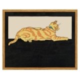 InSimSea Vintage Framed Wall Art, Cat Resting on a Black Background, Japanese-style Animal Illustration Flat Canvas Art Decor, Suitable for Bathroom, Bedroom, Kitchen, 8×10 inches