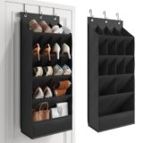 Mefirt Over the Door Shoe Organizer with Large Deep Pockets, Shoes Rack for Closets’ Door, Hanging Shoe Rack for Closet Organizers & Storage, Behind the Door Narrow Shoe Holder for Shoes, Black