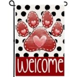 Agroon Valentines Garden Flag 12×18 Inch, Paw Print Heart Double Sided Flag for Anniversary Wedding Yard Outdoor Decoration