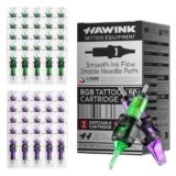 HAWINK Aghi Tatuaggi Kit 50 pz. Monouso #12 Standard Round Liner/Shader/Magnum 3RL 5RL 7RL 3RS 5RS 7RM 9R 11RM 13RM 15RM Diametro 0,35mm Professionali Tatuaggi Macchine Accessori Kit EN20-FG-50KIT-J